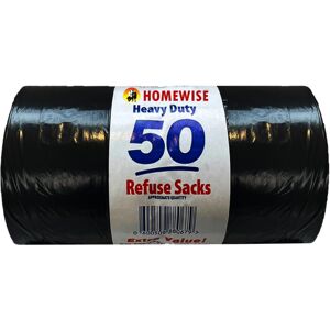 Homewise 50 Bin Bags Heavy Duty 100L Bin Bag Refuse Sacks Pack Of 50 Black Bags Homewise 50 Bin Bags Heavy Duty 100L Bin Bag Refuse Sacks Pack Of 50 Black Bags