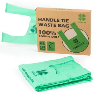 YORJA 6L Tie Handles Compost Caddy Liners 120 Count, 100% Biodegradable Kitchen YORJA 6L Tie Handles Compost Caddy Liners 120 Count, 100% Biodegradable Kitchen