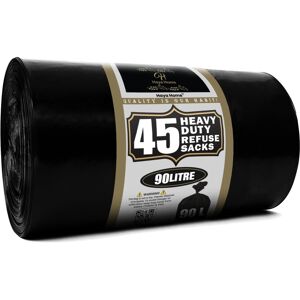 H Haya Home Haya Home 90L liter 45 Black Plastic Bin Bags Heavy Duty Bin Liners, Refuse Sack H Haya Home Haya Home 90L liter 45 Black Plastic Bin Bags Heavy Duty Bin Liners, Refuse Sack