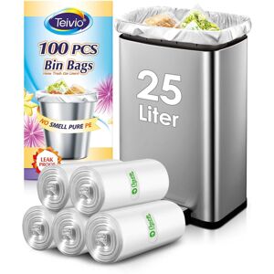 Teivio 25 Liter 100 Counts Strong Pedal Bin Liners Trash Can Bags, fit 5-6 Gal G Teivio 25 Liter 100 Counts Strong Pedal Bin Liners Trash Can Bags, fit 5-6 Gal G