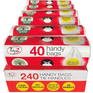 Tidyz 240 HANDY BAGS WITH TIE HANDLES (6 rolls of 40 bags) Tidyz 240 HANDY BAGS WITH TIE HANDLES (6 rolls of 40 bags)