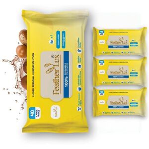 Feather Lux Wet Wipes for Adults - Flushable Toilet Wipes with Micellar Water, 1 Feather Lux Wet Wipes for Adults - Flushable Toilet Wipes with Micellar Water, 1
