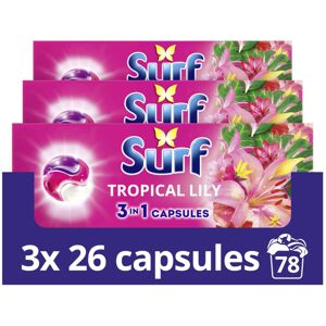 Surf 3-in-1 Laundry Washing Detergent Capsules Tropical Lily 3 x 26 Washes Surf 3-in-1 Laundry Washing Detergent Capsules Tropical Lily 3 x 26 Washes