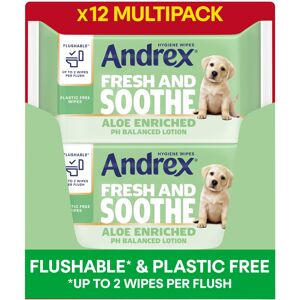 Andrex Fresh and Soothe Hygiene Wipes, 12 Packs - Flushable Toilet Wipes - Skin Andrex Fresh and Soothe Hygiene Wipes, 12 Packs - Flushable Toilet Wipes - Skin