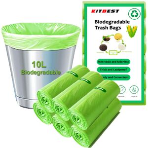 Kitbest Biodegradable Bin Bags Liner 120 Counts, 10L Food Waste Bags Trash Bag Small, 10 Kitbest Biodegradable Bin Bags Liner 120 Counts, 10L Food Waste Bags Trash Bag Small, 10