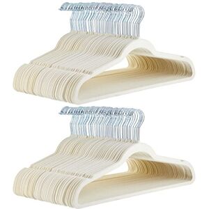 Amazon Basics Slim Velvet Non-Slip Suit Hangers - 100-Pack, Ivory Amazon Basics Slim Velvet Non-Slip Suit Hangers - 100-Pack, Ivory