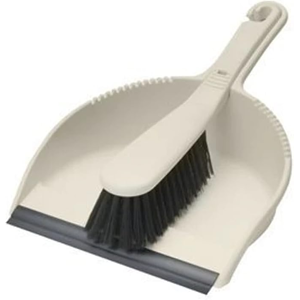 Addis Dustpan And Brush Set In Linen. Stiff, Dirt-trapping Bristles And a Rubber Addis Dustpan And Brush Set In Linen. Stiff, Dirt-trapping Bristles And a Rubber
