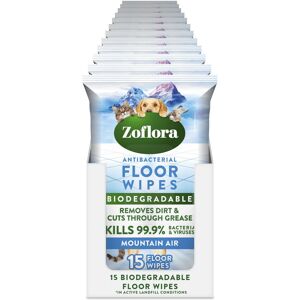 Zoflora Mountain Air Floor Wipes, 12 Pack x 15 Wipes Pack, Antibacterial & Multi-Surface Zoflora Mountain Air Floor Wipes, 12 Pack x 15 Wipes Pack, Antibacterial & Multi-Surface