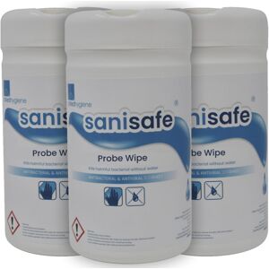3 X Sanisafe Food Probe Wipes - 200 Sheets - Anti-Bacterial, Disinfectant Wipes 3 X Sanisafe Food Probe Wipes - 200 Sheets - Anti-Bacterial, Disinfectant Wipes