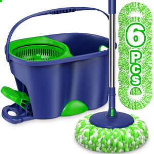 EHADOO Spin Mop & Bucket Set - 6 Microfiber Heads, Hands-Free Wringing, 50in Adj EHADOO Spin Mop & Bucket Set - 6 Microfiber Heads, Hands-Free Wringing, 50in Adj