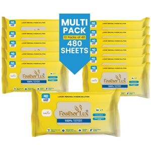 Feather Lux Wet Wipes for Adults - Flushable Toilet Wipes with Micellar Water, 4 Feather Lux Wet Wipes for Adults - Flushable Toilet Wipes with Micellar Water, 4
