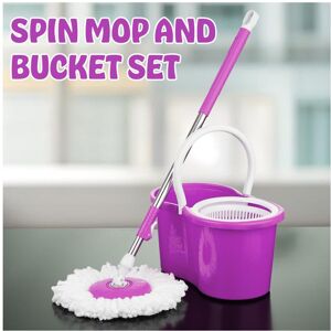 Unbranded (PURPLE) 360 Floor Magic Spin Mop Bucket Set with 2 Microfiber Dry Mop Heads - A Unbranded (PURPLE) 360 Floor Magic Spin Mop Bucket Set with 2 Microfiber Dry Mop Heads - A