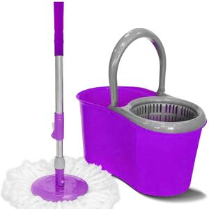 Unbranded (Purple) Spin Mop Bucket Set with 2 Microfibre Heads - 360 Degree Cleaning Absor Unbranded (Purple) Spin Mop Bucket Set with 2 Microfibre Heads - 360 Degree Cleaning Absor