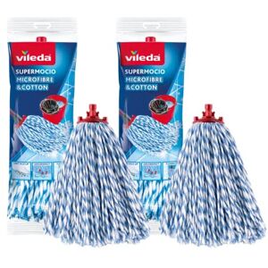 Vileda Supermocio Micro and Cotton Mop Refill, White, 18 x 10 x 37 cm, Pack of 2 Vileda Supermocio Micro and Cotton Mop Refill, White, 18 x 10 x 37 cm, Pack of 2