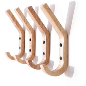 Unbranded (As show, One size) 4 Pieces Rubber Wood Wall Hooks Coat Hooks Double Hook Coat Unbranded (As show, One size) 4 Pieces Rubber Wood Wall Hooks Coat Hooks Double Hook Coat