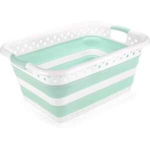 Addis 517934 Foldable Rectangular Laundry Basket, White & Aqua Haze, 45 litre Addis 517934 Foldable Rectangular Laundry Basket, White & Aqua Haze, 45 litre
