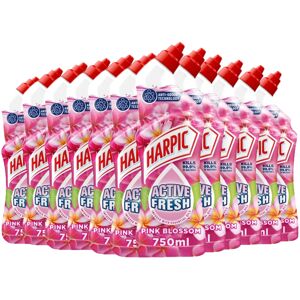 Harpic Active Fresh Toilet Cleaning Gel, Pink Blossom, Pack 12 x 750 ml, Infused Harpic Active Fresh Toilet Cleaning Gel, Pink Blossom, Pack 12 x 750 ml, Infused