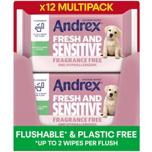 Andrex Fresh and Sensitive Hygiene Wipes, 12 Pack; Flushable Moist Toilet Tissue Andrex Fresh and Sensitive Hygiene Wipes, 12 Pack; Flushable Moist Toilet Tissue