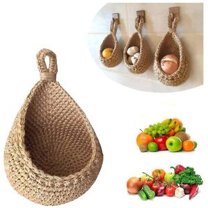 Unbranded (As show, One size) Wall-mounted Fruit And Vegetable Basket, Hand Woven Jute Tea Unbranded (As show, One size) Wall-mounted Fruit And Vegetable Basket, Hand Woven Jute Tea