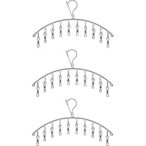 Unbranded (As show, One size) 3 Pack Stainless Steel Clothes Dryer with 10 Clips for Socks Unbranded (As show, One size) 3 Pack Stainless Steel Clothes Dryer with 10 Clips for Socks