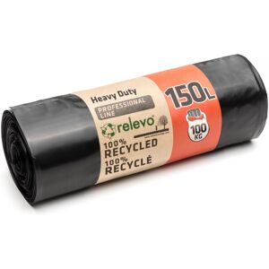 Relevo 150 L Heavy Duty Bin Bags, Durable Black Bin Liners with A 100kg Weight R Relevo 150 L Heavy Duty Bin Bags, Durable Black Bin Liners with A 100kg Weight R