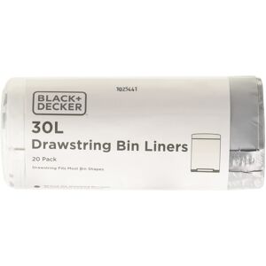 Black & Decker BXBB00030E 30L Drawstring Bin Liners, 20 Pack, White Black & Decker BXBB00030E 30L Drawstring Bin Liners, 20 Pack, White