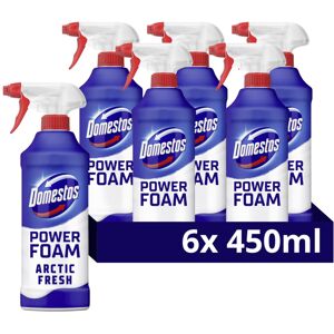 Domestos Power Foam Arctic Fresh Toilet & Bathroom Cleaner 6x 450ml, Upside Down Domestos Power Foam Arctic Fresh Toilet & Bathroom Cleaner 6x 450ml, Upside Down