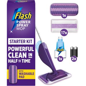 Flash Power Spray Mop Floor Cleaner Starter Kit (1 Washable + 17 Disposable Pads Flash Power Spray Mop Floor Cleaner Starter Kit (1 Washable + 17 Disposable Pads