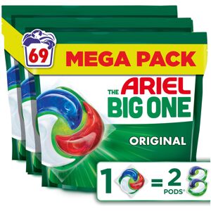 Ariel The Big One PODS Laundry Capsules, 69 Washes (3 x 23), Original – 2X Stain Ariel The Big One PODS Laundry Capsules, 69 Washes (3 x 23), Original – 2X Stain
