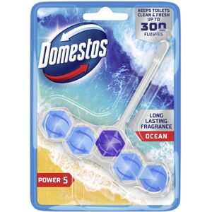 Domestos Power 5 Ocean Toilet Rim Block toilet freshener with a long-lasting fra Domestos Power 5 Ocean Toilet Rim Block toilet freshener with a long-lasting fra