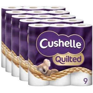 Cushelle Quilted 9 Roll Toilet Roll Tissue Paper 45 Rolls, 9 Count (Pack of 5) K Cushelle Quilted 9 Roll Toilet Roll Tissue Paper 45 Rolls, 9 Count (Pack of 5) K