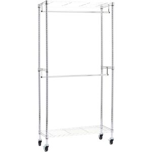 Amazon Basics Double Rod Garment Rack / Clothes Rail with Height-Adjustable Shel Amazon Basics Double Rod Garment Rack / Clothes Rail with Height-Adjustable Shel