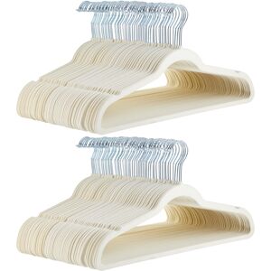 Amazon Basics Slim Velvet Non-Slip Suit Hangers - 100-Pack, Ivory Amazon Basics Slim Velvet Non-Slip Suit Hangers - 100-Pack, Ivory