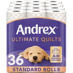 Andrex Ultimate Quilts Toilet Tissue 36 Rolls, Air Pocket Technology for Soft, T Andrex Ultimate Quilts Toilet Tissue 36 Rolls, Air Pocket Technology for Soft, T