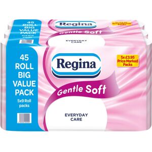 Regina Gentle Soft Toilet Tissue - 45 Rolls of 3 Ply Toilet Paper, 160 Sheets, S Regina Gentle Soft Toilet Tissue - 45 Rolls of 3 Ply Toilet Paper, 160 Sheets, S