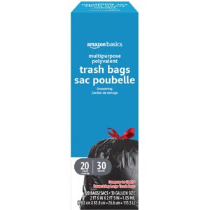 Amazon Basics Multipurpose Drawstring Trash Bags 30 Gallon 20 Count Pack of 1 Amazon Basics Multipurpose Drawstring Trash Bags 30 Gallon 20 Count Pack of 1