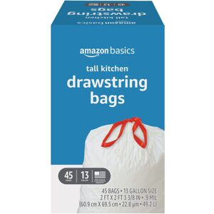 Amazon Basics Trash Bags Tall Kitchen Drawstring Unscented 13 Gallon 45 Coun Amazon Basics Trash Bags Tall Kitchen Drawstring Unscented 13 Gallon 45 Coun