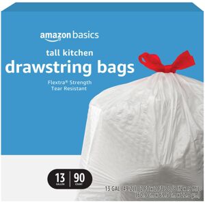 Amazon Basics Flextra Tall Kitchen Drawstring Trash Bags 13 Gallon 90 Count Amazon Basics Flextra Tall Kitchen Drawstring Trash Bags 13 Gallon 90 Count