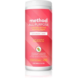 METHOD Pink Grapefruit All Purpose Cleaning Wipes Multi-Surface Compostable 30 C METHOD Pink Grapefruit All Purpose Cleaning Wipes Multi-Surface Compostable 30 C