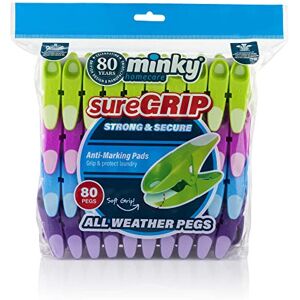 Minky SureGrip Pegs, Assorted colours, Pack of 80 Minky SureGrip Pegs, Assorted colours, Pack of 80