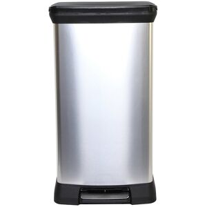 Curver Metal Effect 70% Recycled Kitchen Pedal Touch Deco Bin 50 Litres - Silver Curver Metal Effect 70% Recycled Kitchen Pedal Touch Deco Bin 50 Litres - Silver