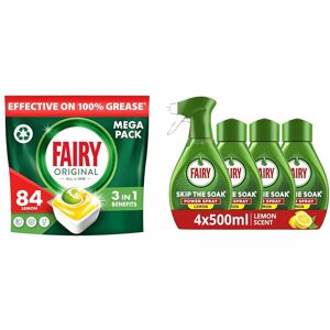 Fairy Dishwashing Bundle Value Pack, 84 Dishwasher Tablets & Skip the Soak Power Fairy Dishwashing Bundle Value Pack, 84 Dishwasher Tablets & Skip the Soak Power