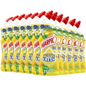 Harpic Active Fresh Toilet Cleaning Gel, Citrus Zest , Pack 12 x 750 ml, Infused Harpic Active Fresh Toilet Cleaning Gel, Citrus Zest , Pack 12 x 750 ml, Infused