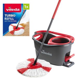 Vileda Turbo Microfibre Mop and Bucket Set with Extra 2-in-1 Head Replacement, S Vileda Turbo Microfibre Mop and Bucket Set with Extra 2-in-1 Head Replacement, S