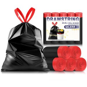 QILERR 25L Heavy-Duty Bin Bags with Drawstring 60 Count Extra Thick Leakproof QILERR 25L Heavy-Duty Bin Bags with Drawstring 60 Count Extra Thick Leakproof