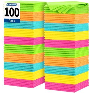 FIXSMITH Microfiber Cleaning Cloth, 100 Pack Shop Towels, Lint-Free Car Wash Tow FIXSMITH Microfiber Cleaning Cloth, 100 Pack Shop Towels, Lint-Free Car Wash Tow