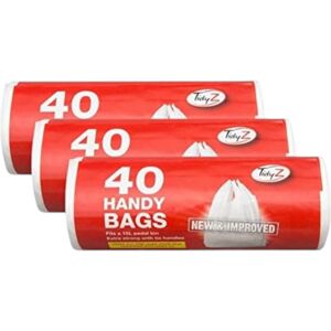 Tidyz 3 x 40 Handy Bags Fits 15L Pedal Bin Extra Strong Tie Handle Tidyz 3 x 40 Handy Bags Fits 15L Pedal Bin Extra Strong Tie Handle