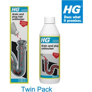 HG Drain and Plug Hair Unblocker 450ml + HG Drain and Plug Unblocker 500ml (Twin HG Drain and Plug Hair Unblocker 450ml + HG Drain and Plug Unblocker 500ml (Twin