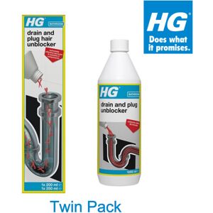 HG Drain and Plug Hair Unblocker 450ml + HG Drain and Plug Unblocker 1 Litre (Tw HG Drain and Plug Hair Unblocker 450ml + HG Drain and Plug Unblocker 1 Litre (Tw