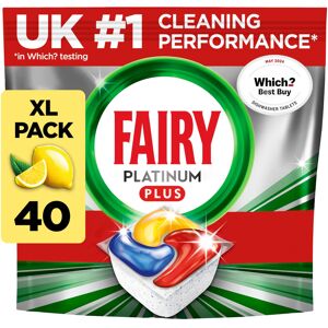 Fairy Platinum Plus Dishwasher Tablets ? 40 Pack, Lemon, Anti-Dull Technology Fairy Platinum Plus Dishwasher Tablets ? 40 Pack, Lemon, Anti-Dull Technology